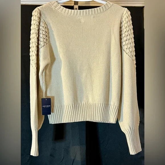 NWT Lucky Brand beige sweater. Women’s size small. 60% cotton 40% acrylic. - Picture 2 of 8